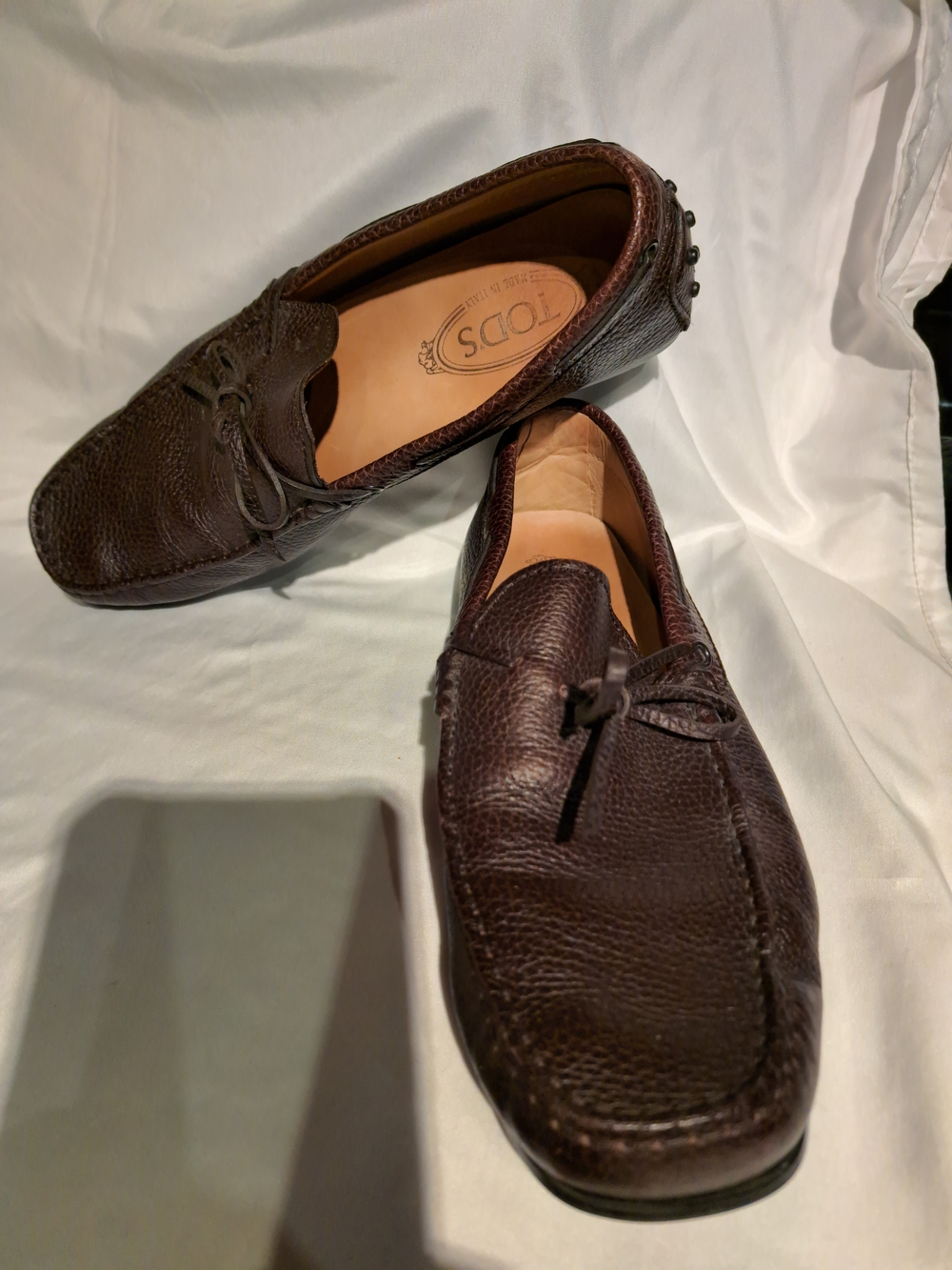 Tod's Dark Brown Pebbled Leather Driving Loafers
